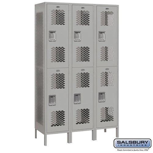Salsbury 15" Wide Double Tier Vented Metal Locker - 3 Wide 1 Salsbury 15" Wide Double Tier Vented Metal Locker - 3 Wide