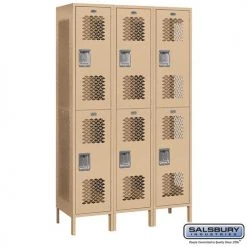Salsbury 15" Wide Double Tier Vented Metal Locker - 3 Wide 10 Salsbury 15