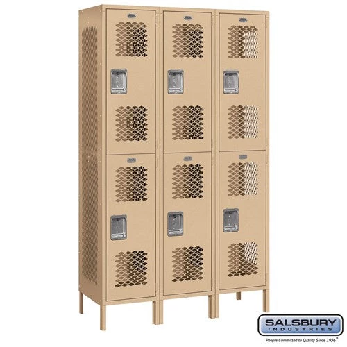 Salsbury 15" Wide Double Tier Vented Metal Locker - 3 Wide 5 Salsbury 15" Wide Double Tier Vented Metal Locker - 3 Wide