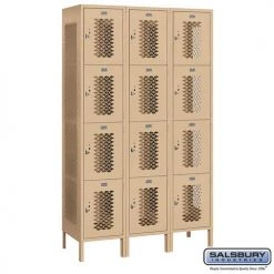 Salsbury 15" Wide Four Tier Vented Metal Locker - 3 Wide Starting Pistol Accessories 12 Salsbury 15