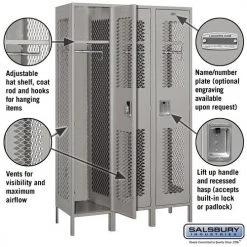 Salsbury 15" Wide Single Tier Vented Metal Locker - 3 Wide Starting Pistol Accessories 7 Salsbury 15