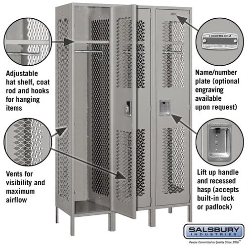 Salsbury 15" Wide Single Tier Vented Metal Locker - 3 Wide Starting Pistol Accessories 2 Salsbury 15" Wide Single Tier Vented Metal Locker - 3 Wide Starting Pistol Accessories