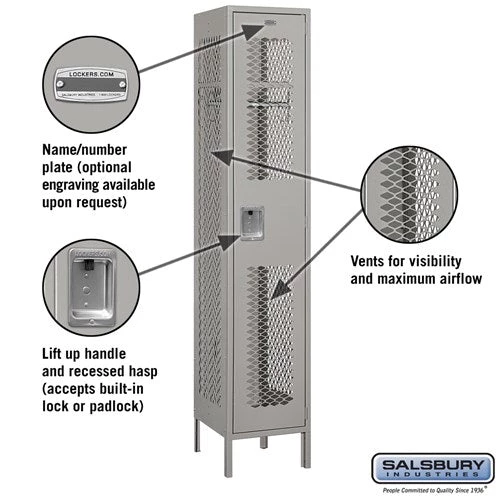 Salsbury 15" Wide Single Tier Vented Metal Locker - 1 Wide Starting Pistol Accessories 2 Salsbury 15" Wide Single Tier Vented Metal Locker - 1 Wide Starting Pistol Accessories