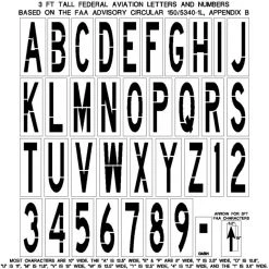Newstripe 3 Foot FAA Letters, Numbers, Dash And Arrows