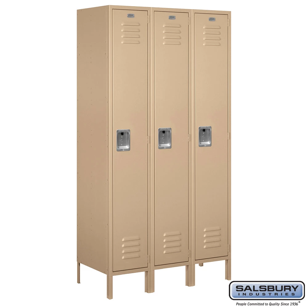 Salsbury 15" Wide Single Tier Standard Metal Locker - 3 Wide 3 Salsbury 15" Wide Single Tier Standard Metal Locker - 3 Wide