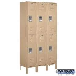 Salsbury 15" Wide Double Tier Standard Metal Lockers - 3 Wide Starting Pistol Accessories