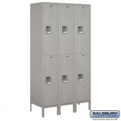 Salsbury 15" Wide Double Tier Standard Metal Lockers - 3 Wide Starting Pistol Accessories