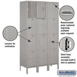 Salsbury 15" Wide Four Tier Standard Metal Locker - 3 Wide 7 Salsbury 15
