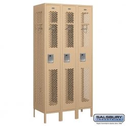 Salsbury 12" Wide Single Tier Vented Metal Locker - 3 Wide