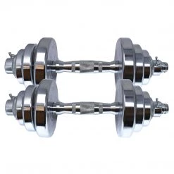 Aleko Adjustable Dumbbell Set For Home Gym Chrome Finish Dumbbells