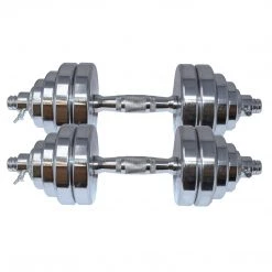 Aleko Adjustable Dumbbell Set For Home Gym Chrome Finish Dumbbells