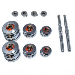 Aleko Adjustable Dumbbell Set For Home Gym Chrome Finish Dumbbells