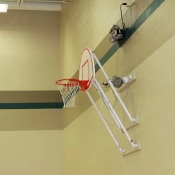 Indoor Basketball Hoops Gared Corner Mount Fold-Up Wall Mount Package With Steel Board, 9' - 12' Length