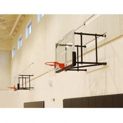 Indoor Basketball Hoops Gared Corner Mount Side-Fold Wall Mount Package With Glass Board, 6' - 9' Length