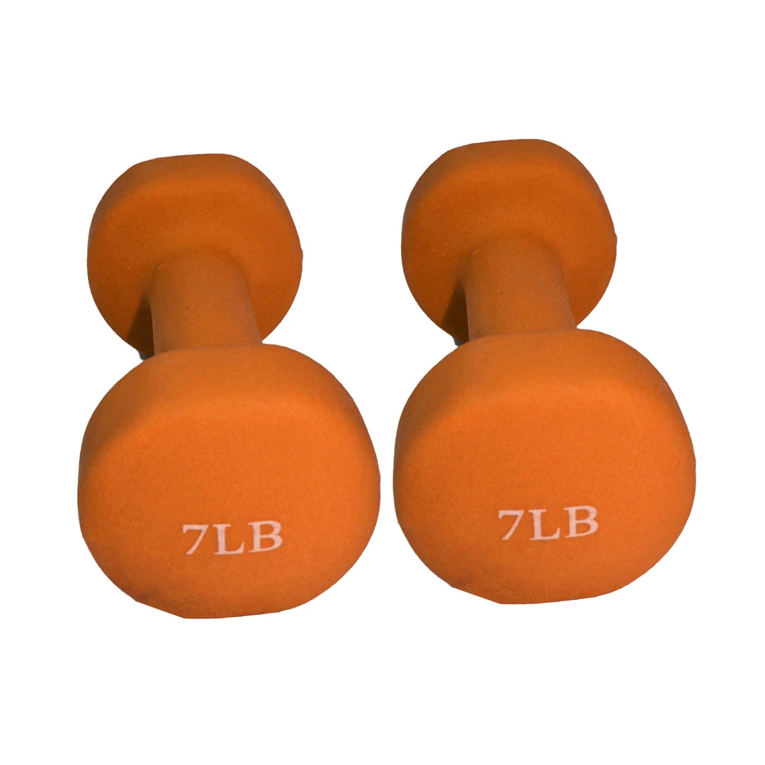 Aleko Non-Slip Hexagonal Shaped Free Weight Dumbbells - 7 Lbs - Orange - Set Of 2 3 Aleko Non-Slip Hexagonal Shaped Free Weight Dumbbells - 7 Lbs - Orange - Set Of 2