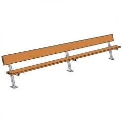 JayPro 15' Player Bench W/Seat Back (Surface Mount) Basketball Benches And Bleachers