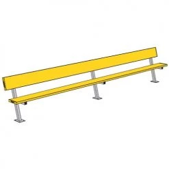 JayPro 15' Player Bench W/Seat Back (Surface Mount) Basketball Benches And Bleachers