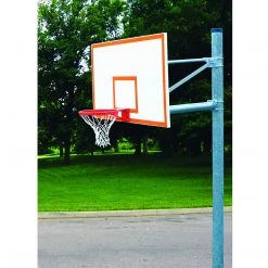 Gared Heavy Duty 6-5/8" O.D. Straight Post Marked Steel Backboard Basketball Package Outdoor Basketball Hoops