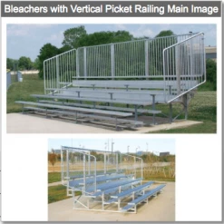 Athletic Connection 4 Or 5 Rows Aluminum Bleachers With Safety Vertical Picket Railing