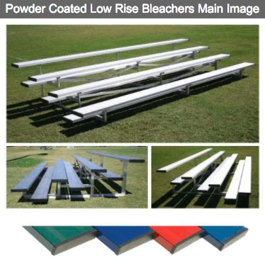 Athletic Connection 4 Row Powder Coated Low Rise Aluminum Bleachers 1 Athletic Connection 4 Row Powder Coated Low Rise Aluminum Bleachers