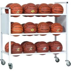 Champion Sports 24 Basketball Double Wide Ball Cart Ball Storage Cages And Carts