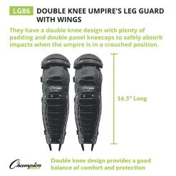 Umpire Gear Champion Sports Double Knee Umpire Leg Guard With Wings