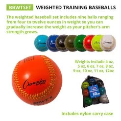 Champion Sports Weighted Training Baseballs Set Of 9 Starting Pistol Accessories