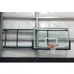 Indoor Basketball Hoops Gared Corner Mount Side-Fold Wall Mount Basketball Backstop, 6' - 9' Length 2500-6094A