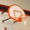 Gared Corner Mount Stationary Wall Mount Basketball Backstop, 9' - 12' Length Indoor Basketball Hoops