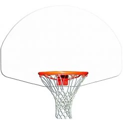 Gared Economy 3-1/2" O.D. Straight Post Basketball Package With Fan-Shape White Aluminum Backboard