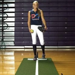 ProMounds Jennie Finch Green Softball Pitching Mat With PowerLine Softball Pitching Mats